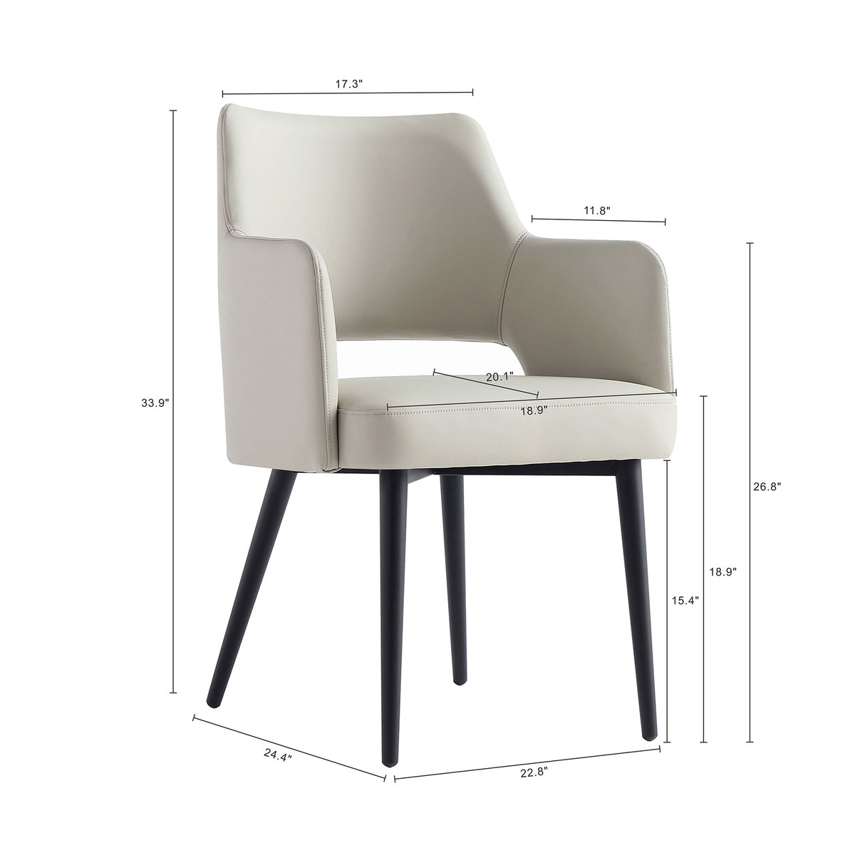 8-Piece Tremont Dining Chair in Stone by Manhattan Comfort at Eve Furniture