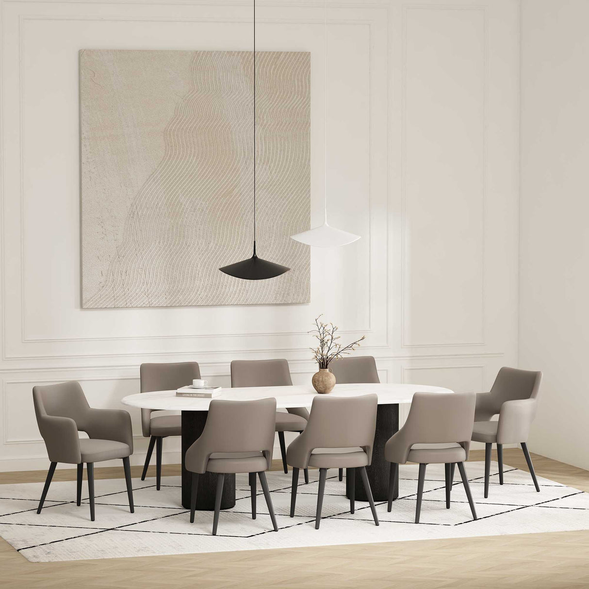 8-Piece Tremont Dining Chair in Taupe by Manhattan Comfort at Eve Furniture