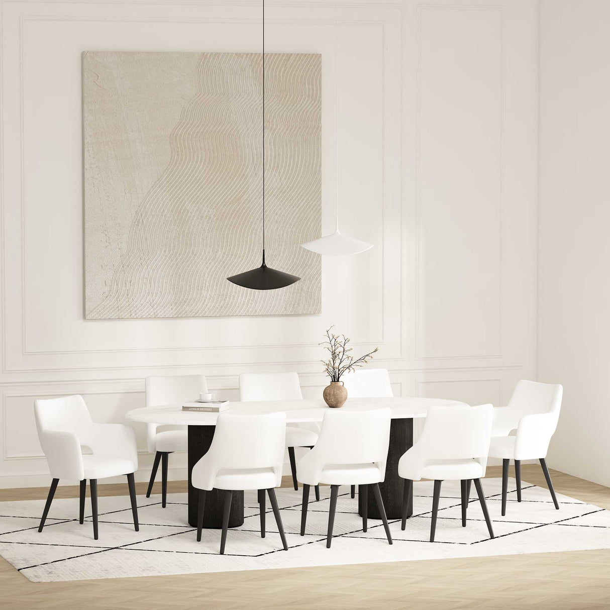 8-Piece Tremont Dining Chair in White by Manhattan Comfort at Eve Furniture