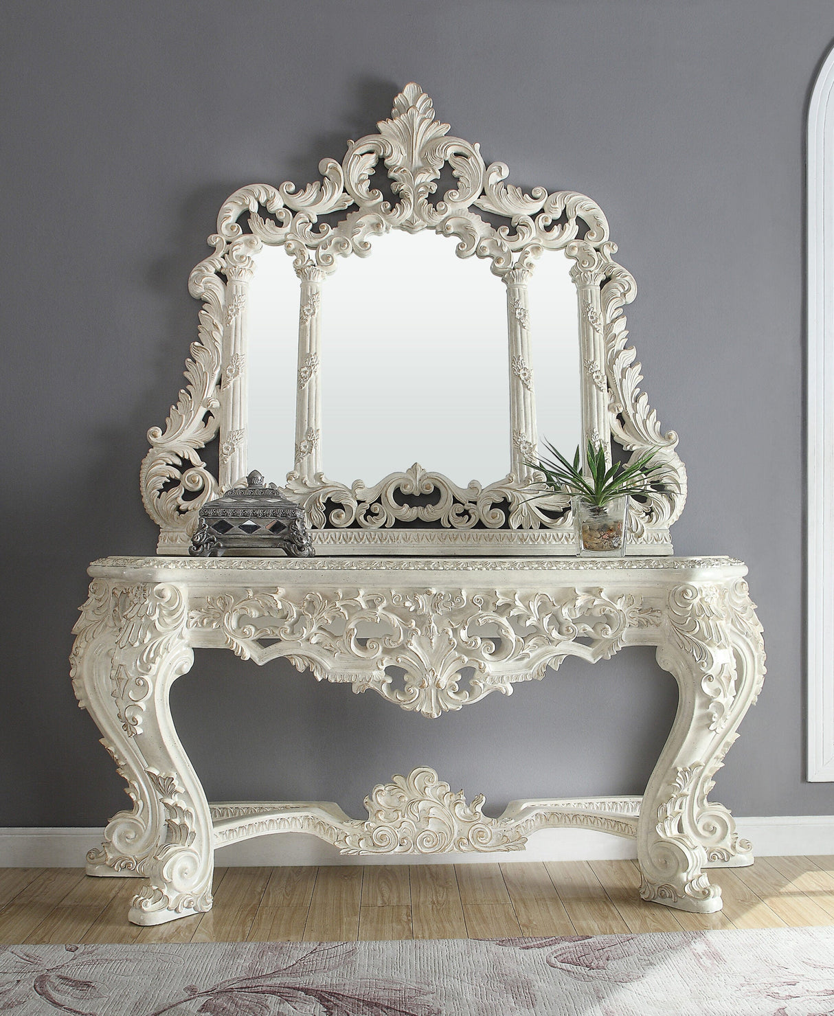 HD-8030 Plantation Cove White Console Table by Homey Design at Eve Furniture