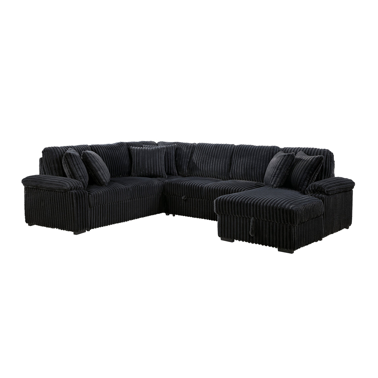Ridge Black 3-Piece Right Side Chaise Sectional with Pull-out Bed and Hidden Storage by Homelegance at Eve Furniture