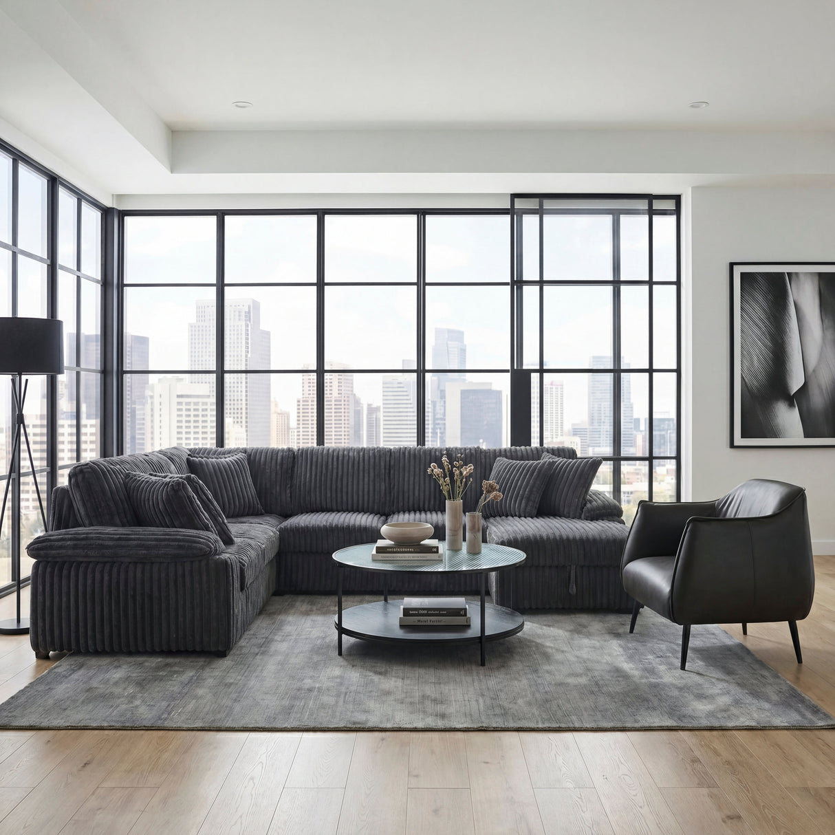 Ridge Dark Gray Corduroy 3-Piece Right Side Chaise Sectional with Pull-out Bed and Hidden Storage by Homelegance at Eve Furniture