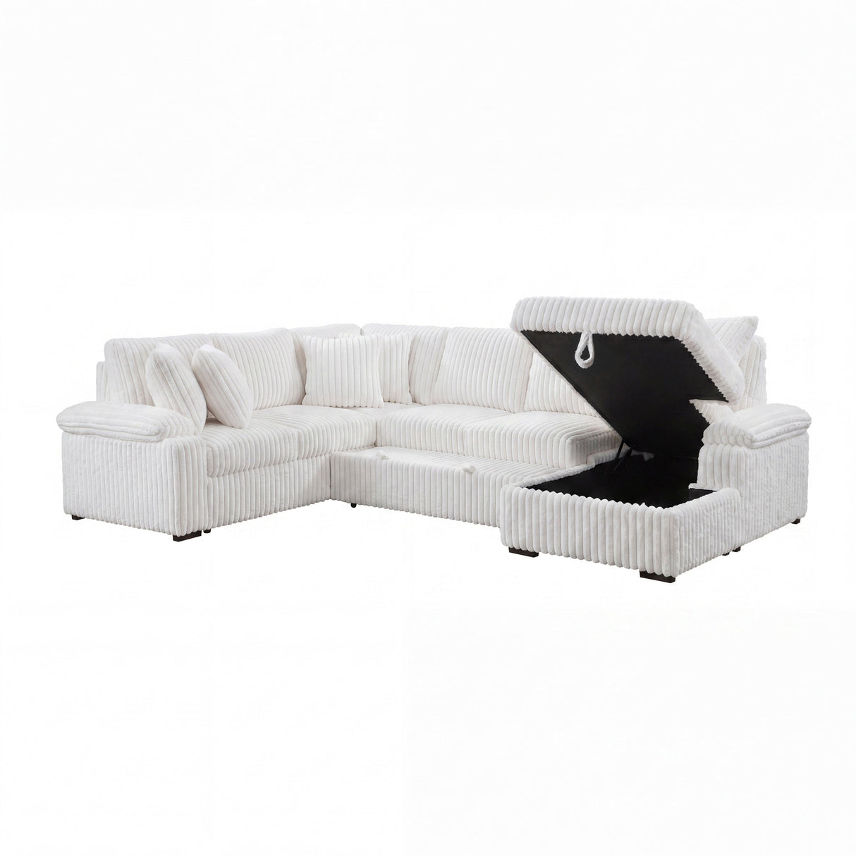 Ridge White 3-Piece Right Side Chaise Sectional with Pull-out Bed and Hidden Storage by Homelegance at Eve Furniture