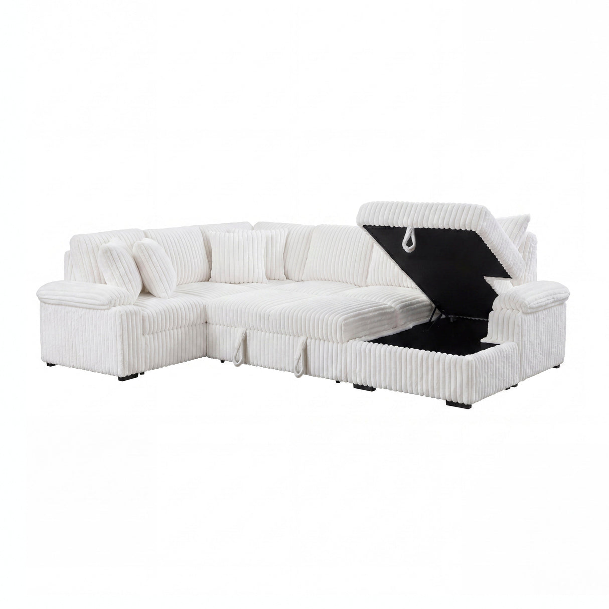 Ridge White 3-Piece Right Side Chaise Sectional with Pull-out Bed and Hidden Storage by Homelegance at Eve Furniture