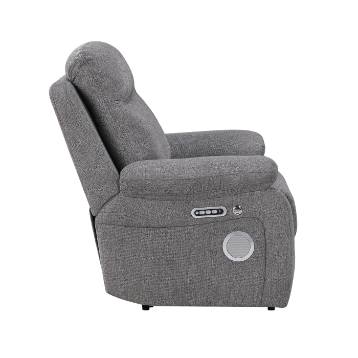 Centric Grey Power Reclining Chair with Power Headrest, Power Lumbar Support, Bluetooth Speakers and Charging Ports by Homelegance at Eve Furniture