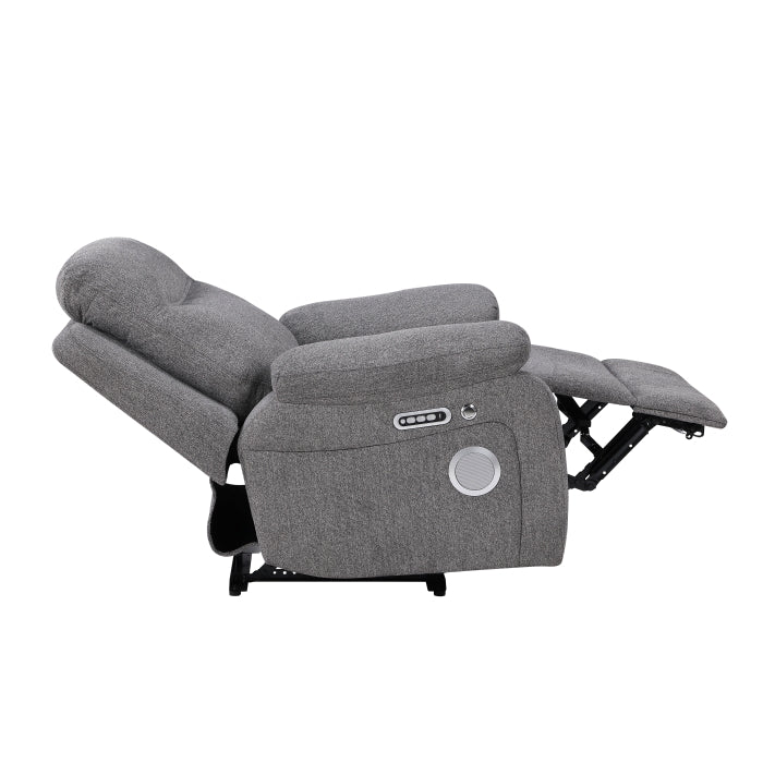 Centric Grey Power Reclining Chair with Power Headrest, Power Lumbar Support, Bluetooth Speakers and Charging Ports by Homelegance at Eve Furniture