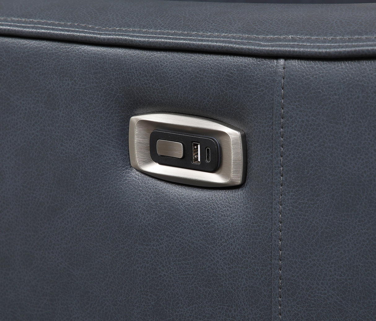 Equinox Navy Power Double Reclining Sofa with Curved Track Arms by Homelegance at Eve Furniture