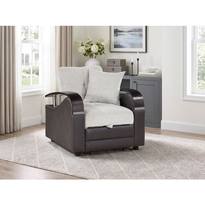 Hybrid Beige Chair with Pull-out Bed and Click Motion Back by Homelegance at Eve Furniture
