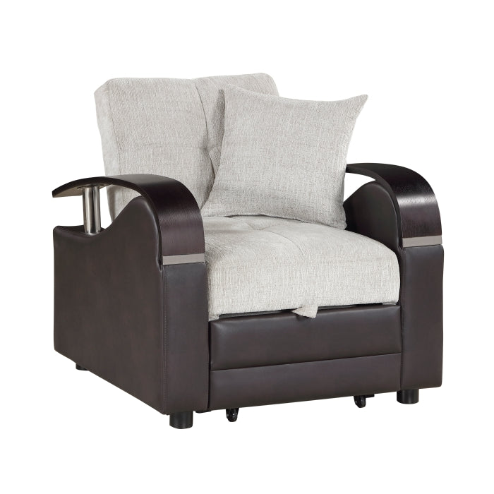 Hybrid Beige Chair with Pull-out Bed and Click Motion Back by Homelegance at Eve Furniture