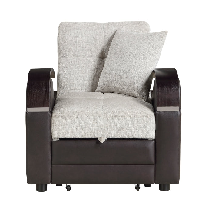 Hybrid Beige Chair with Pull-out Bed and Click Motion Back by Homelegance at Eve Furniture