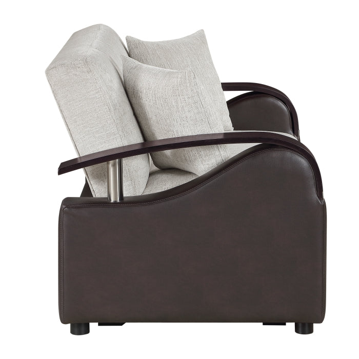 Hybrid Beige Love Seat with Pull-out Bed and Click Motion Back by Homelegance at Eve Furniture