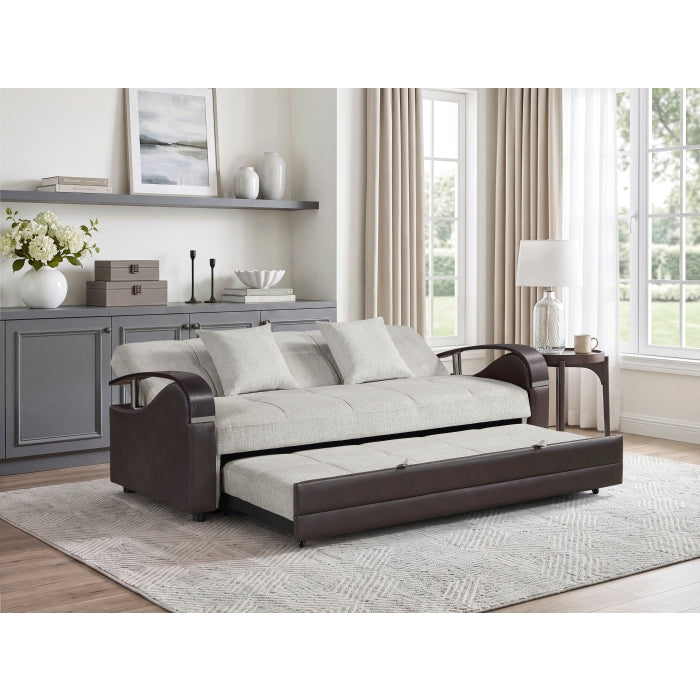 Hybrid Beige Sofa with Pull-out Bed and Click Motion Back by Homelegance at Eve Furniture