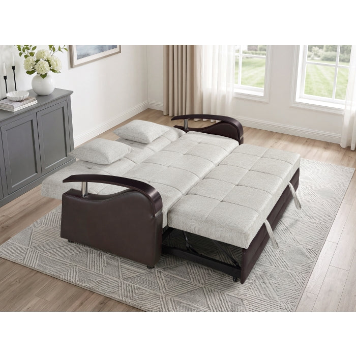 Hybrid Beige Sofa with Pull-out Bed and Click Motion Back by Homelegance at Eve Furniture