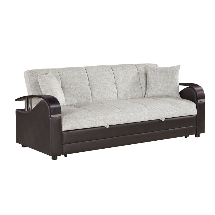 Hybrid Beige Sofa with Pull-out Bed and Click Motion Back by Homelegance at Eve Furniture