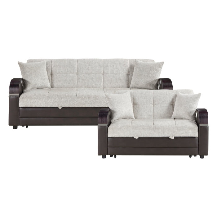Hybrid Beige 2pc Set: Sofa, Love by Homelegance at Eve Furniture