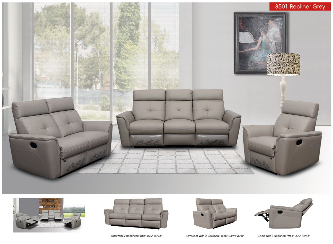 8501 Light Grey Chair w/Manual Recliner by ESF Furniture at Eve Furniture