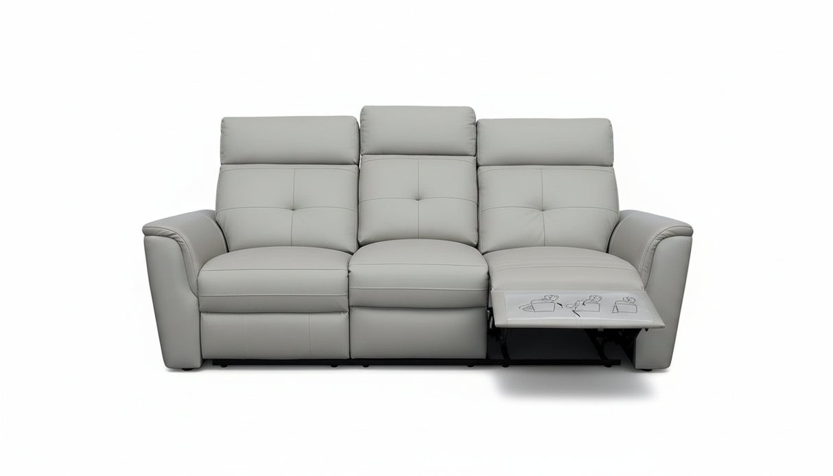 8501 Light Grey Sofa w/Manual Recliners by ESF Furniture at Eve Furniture