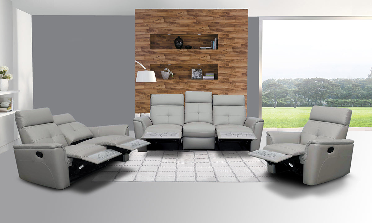 8501 Light Grey w/Manual Recliners by ESF Furniture at Eve Furniture