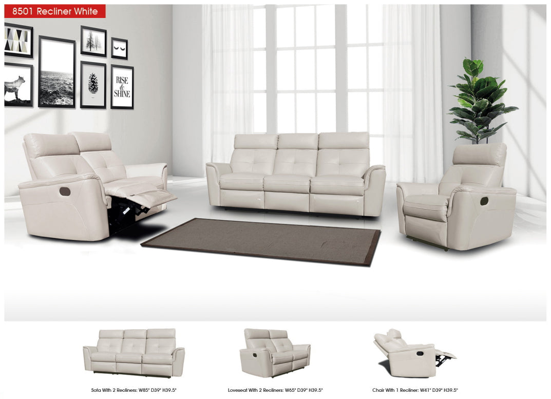 8501 White w/Manual Recliners by ESF Furniture at Eve Furniture