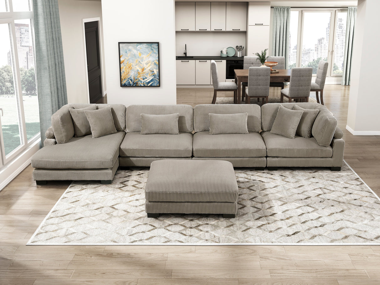 Traverse Taupe Ottoman by Homelegance at Eve Furniture