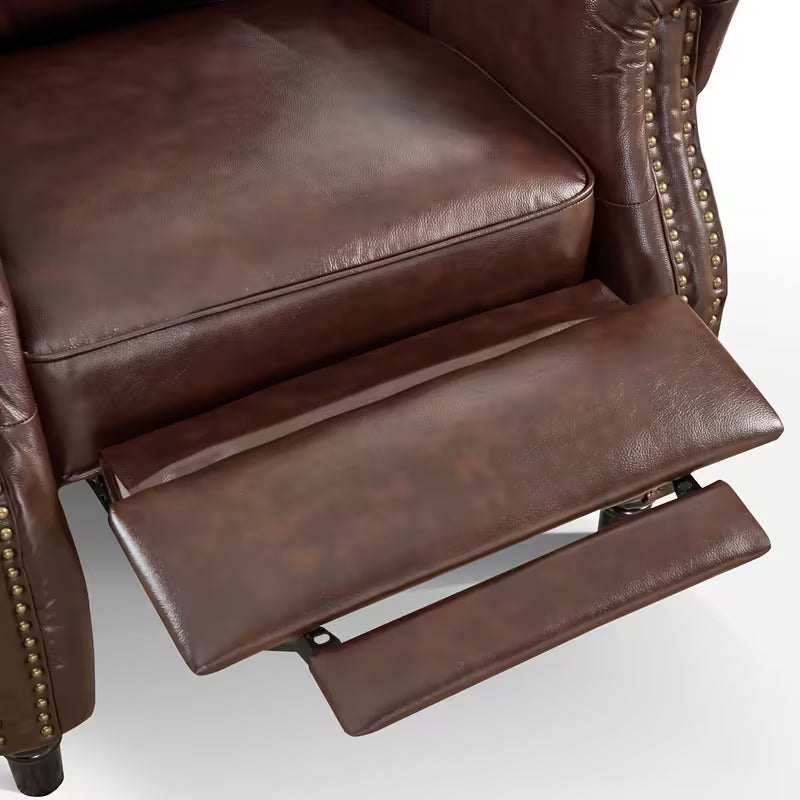 Savannah Brown Leather Push Back Recliner Chair