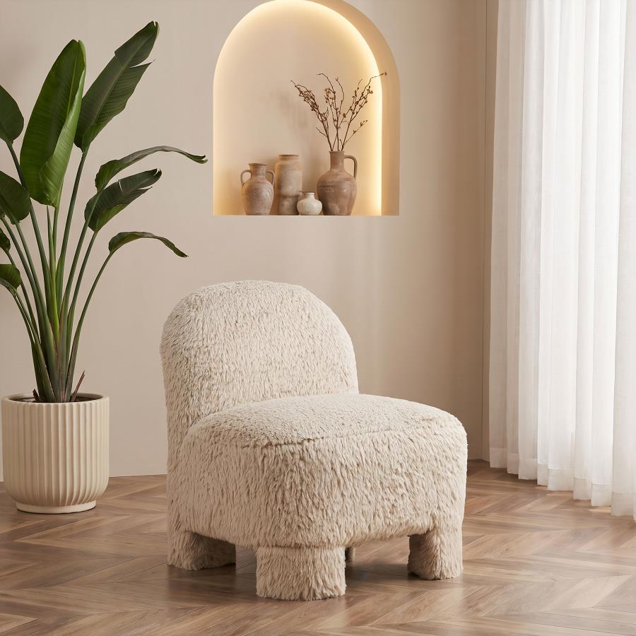 Lacombe Latte Faux Fur Accent Chair by Coaster at Eve Furniture