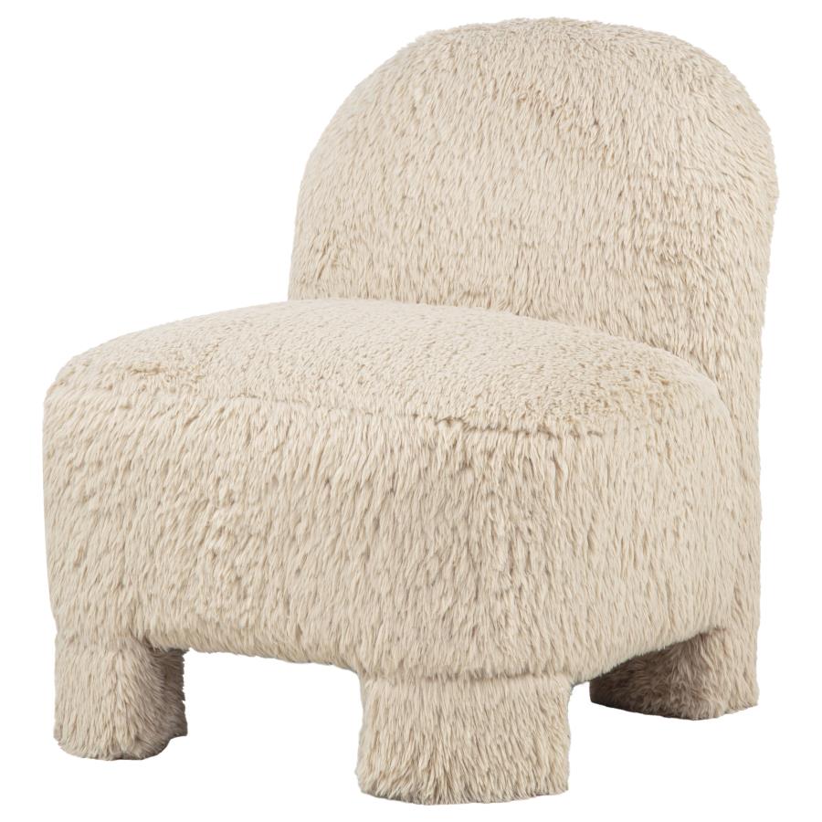 Lacombe Latte Faux Fur Accent Chair by Coaster at Eve Furniture