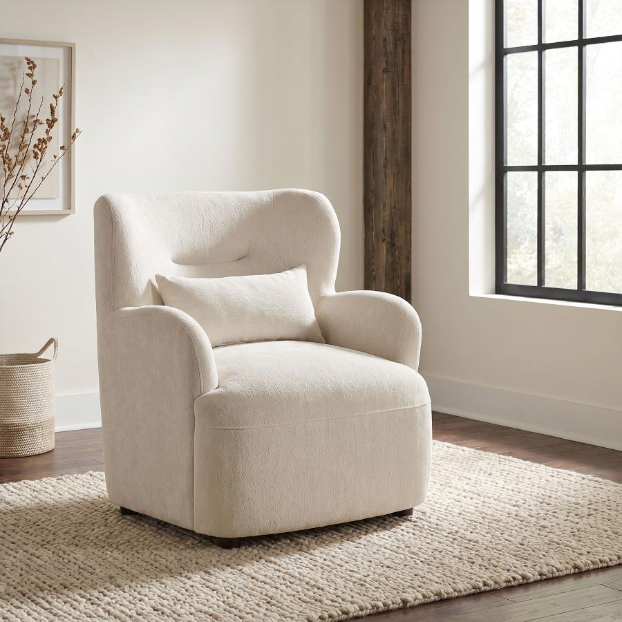 Duvall Beige Contemporary Fabric Deep-Seated High-Back Accent Chair by Coaster at Eve Furniture