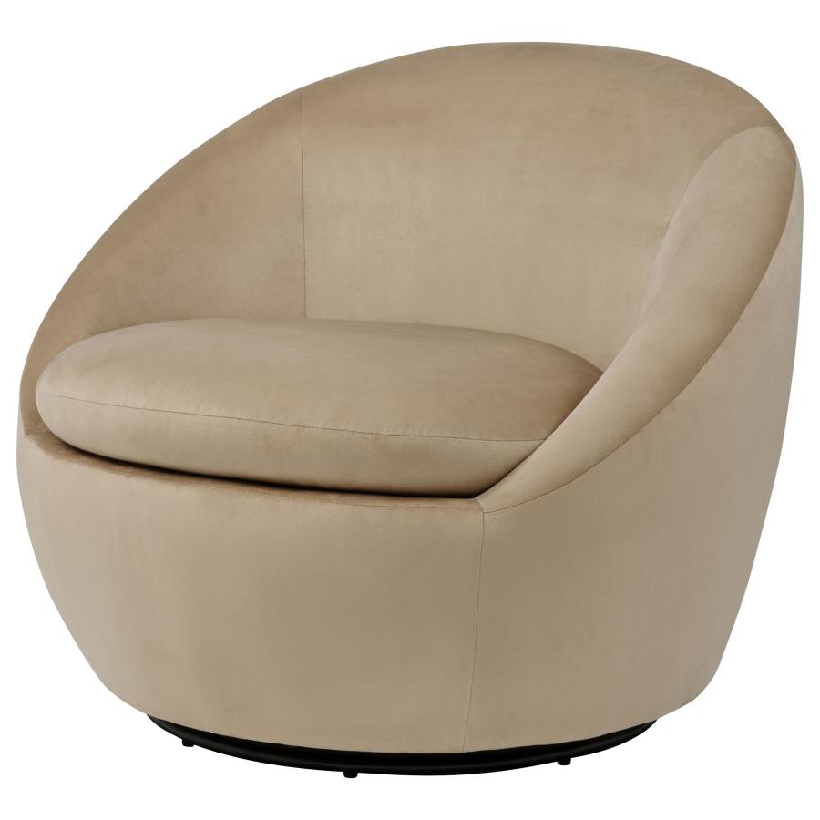 Myernick Camel Velvet Upholstered Swivel Accent Chair by Coaster at Eve Furniture