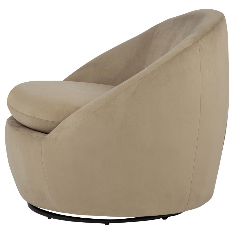 Myernick Camel Velvet Upholstered Swivel Accent Chair by Coaster at Eve Furniture