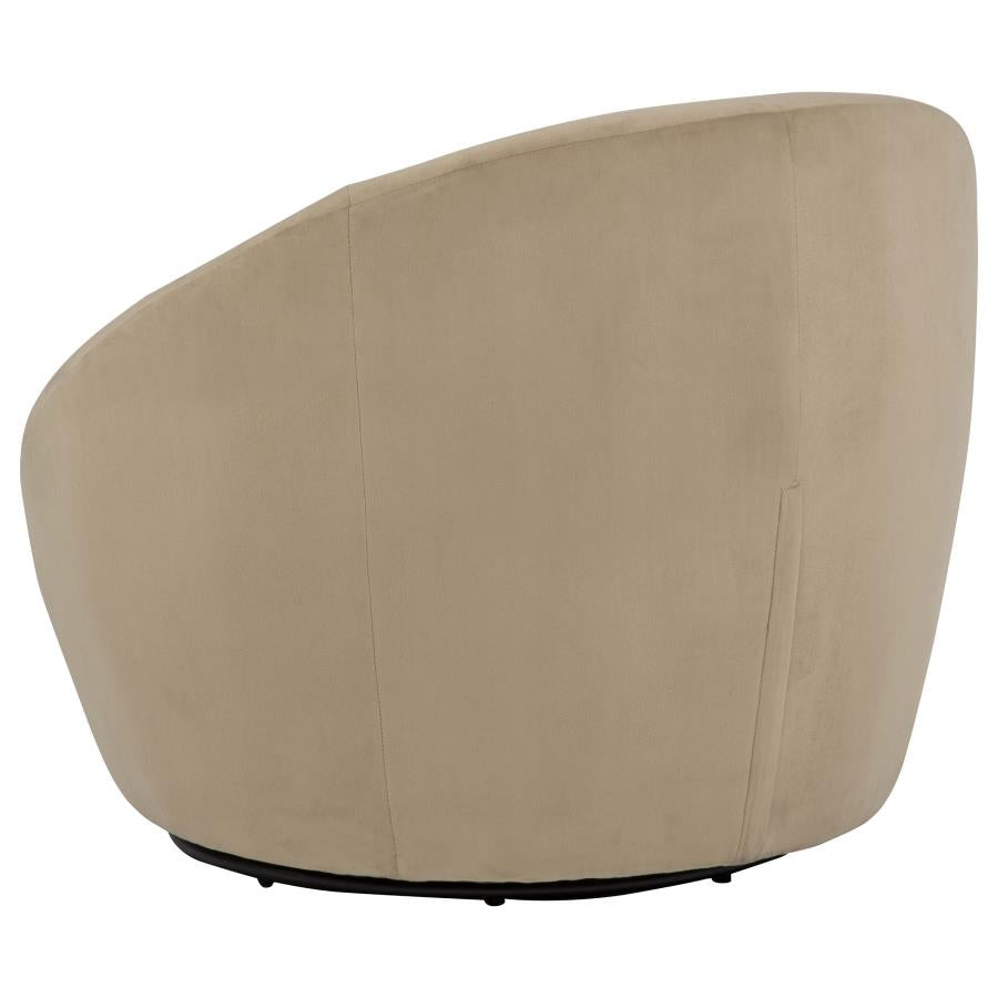 Myernick Camel Velvet Upholstered Swivel Accent Chair by Coaster at Eve Furniture