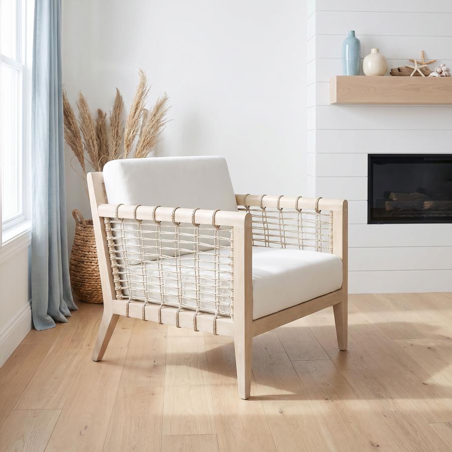 Cantu White/Weathered Natural Seagrass Accent Chair by Coaster at Eve Furniture