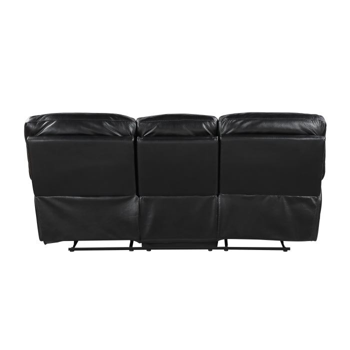 Maverick Black Double Reclining Sofa with Drop-Down Cup Holders by Homelegance at Eve Furniture