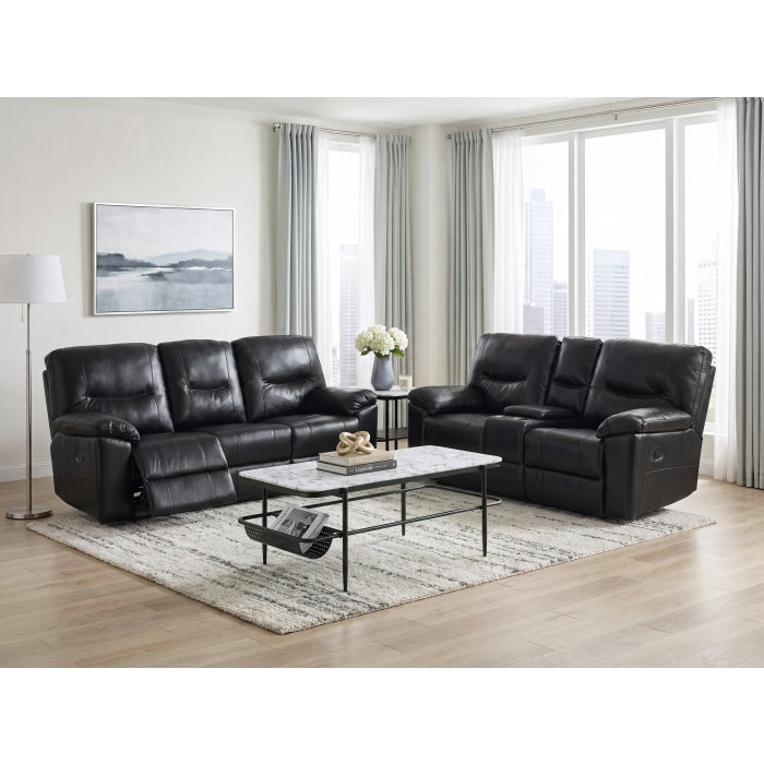 Maverick Black Double Reclining Sofa with Drop-Down Cup Holders by Homelegance at Eve Furniture