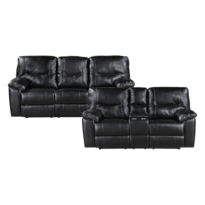 Maverick Black 2pc Set: Sofa, Love by Homelegance at Eve Furniture