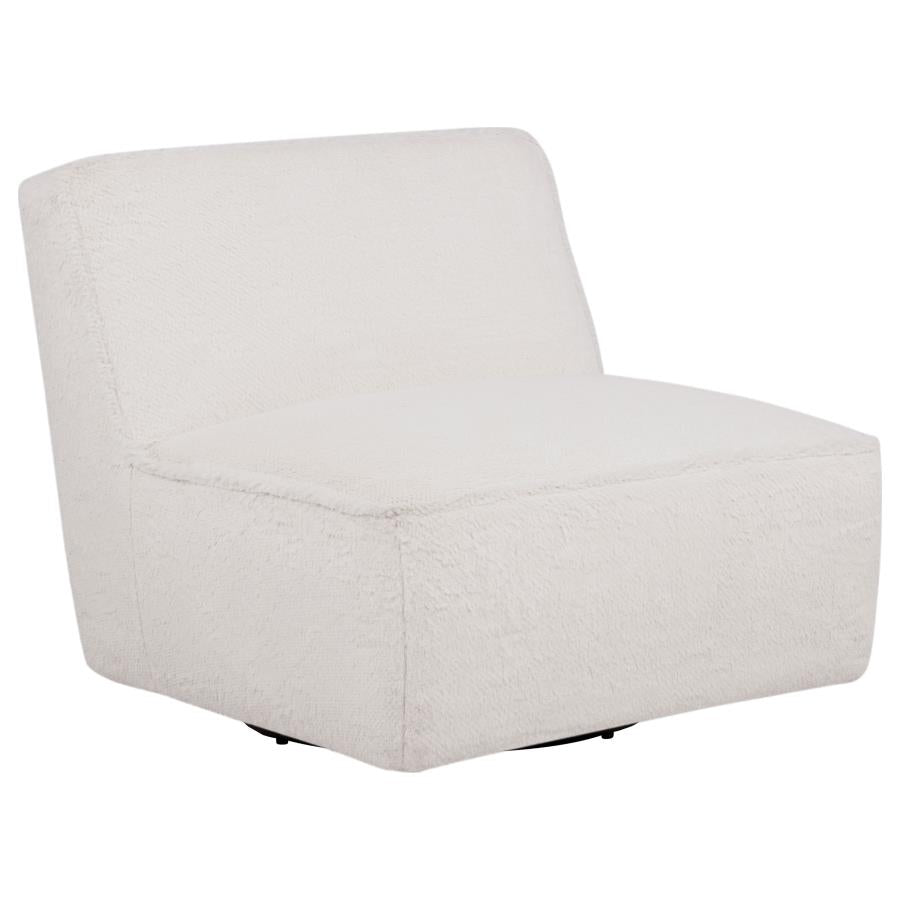 Badoer Faux Fur Swivel Accent Chair Ecru by Coaster at Eve Furniture