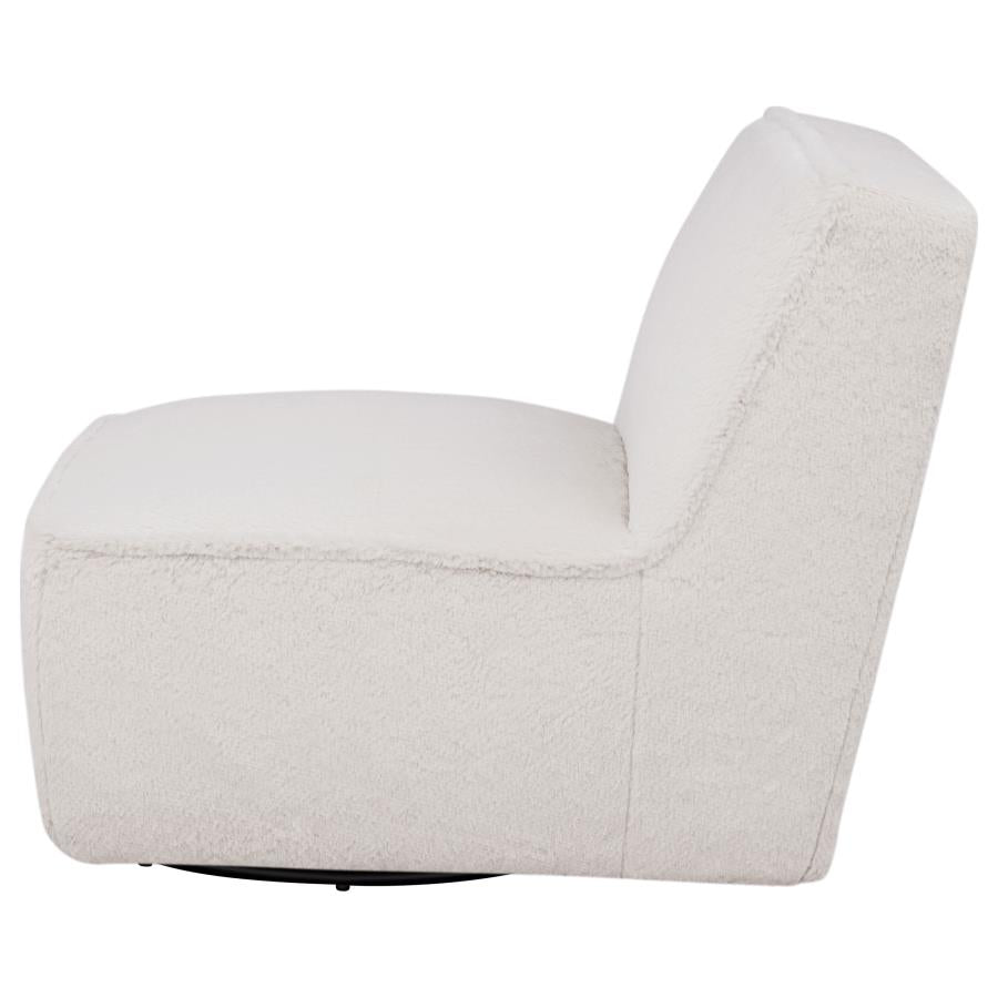 Badoer Faux Fur Swivel Accent Chair Ecru by Coaster at Eve Furniture