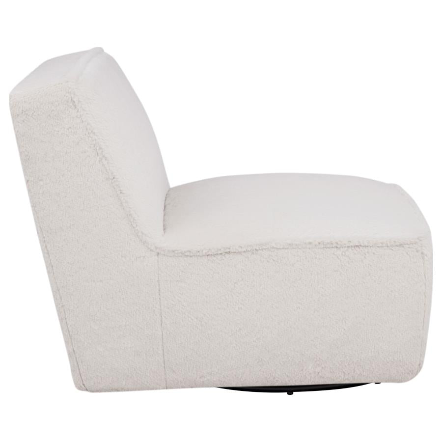 Badoer Faux Fur Swivel Accent Chair Ecru by Coaster at Eve Furniture