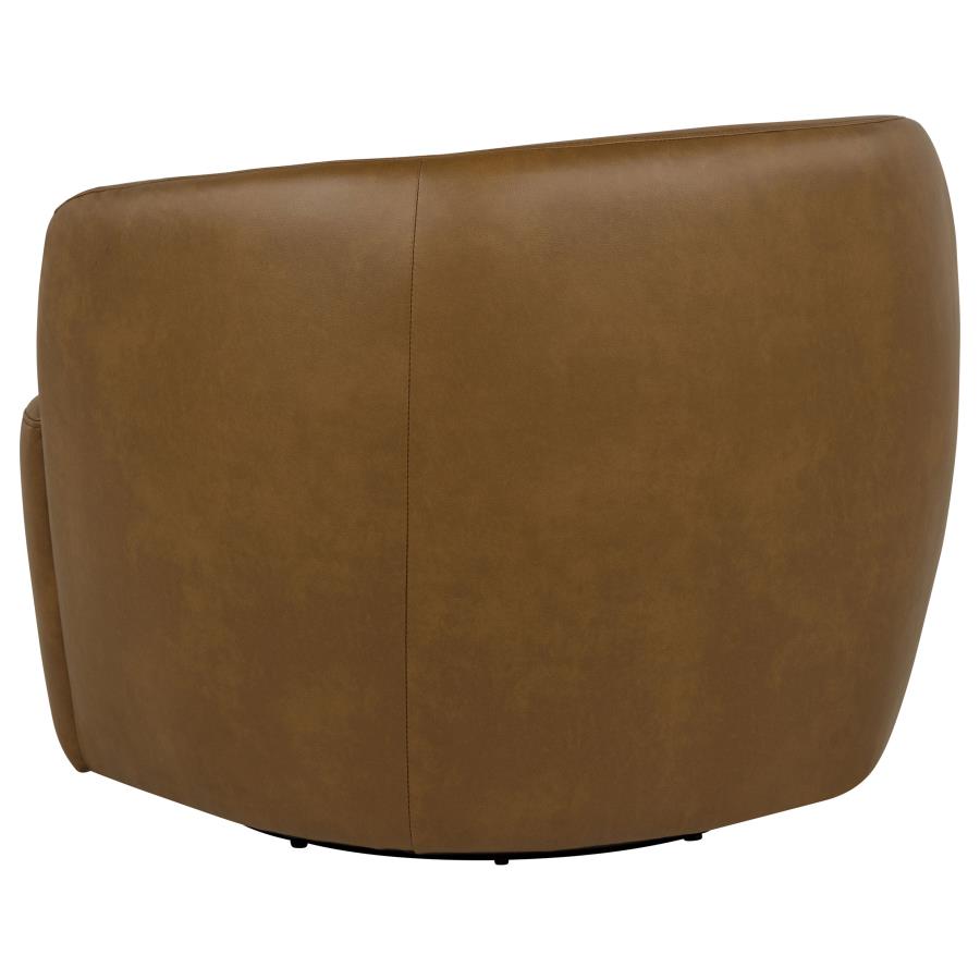 Hudson Cognac Faux Leather Swivel Accent Chair by Coaster at Eve Furniture