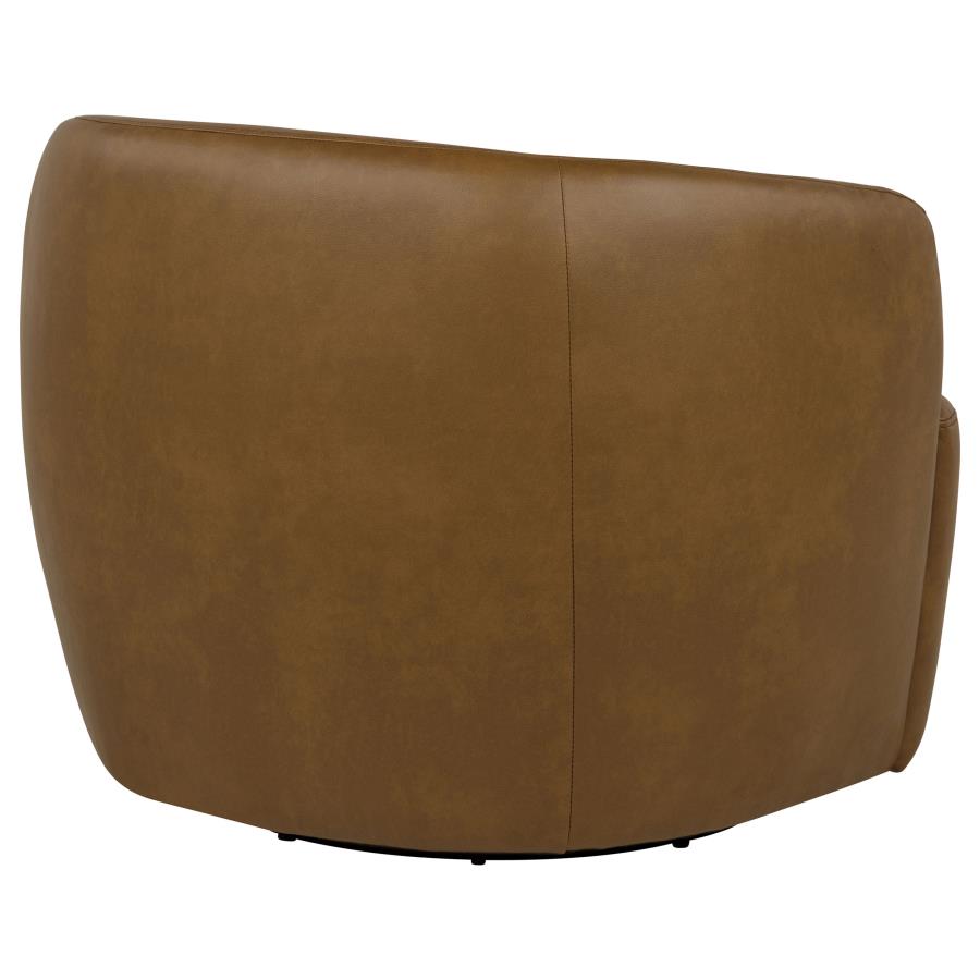 Hudson Cognac Faux Leather Swivel Accent Chair by Coaster at Eve Furniture