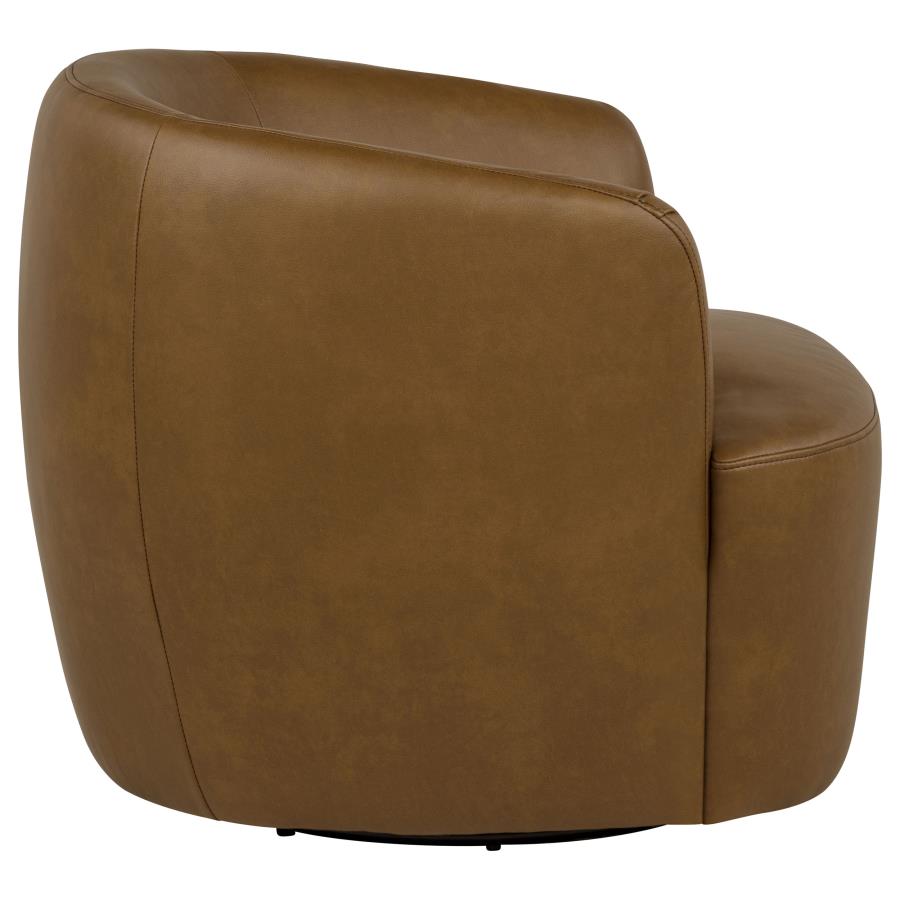 Hudson Cognac Faux Leather Swivel Accent Chair by Coaster at Eve Furniture