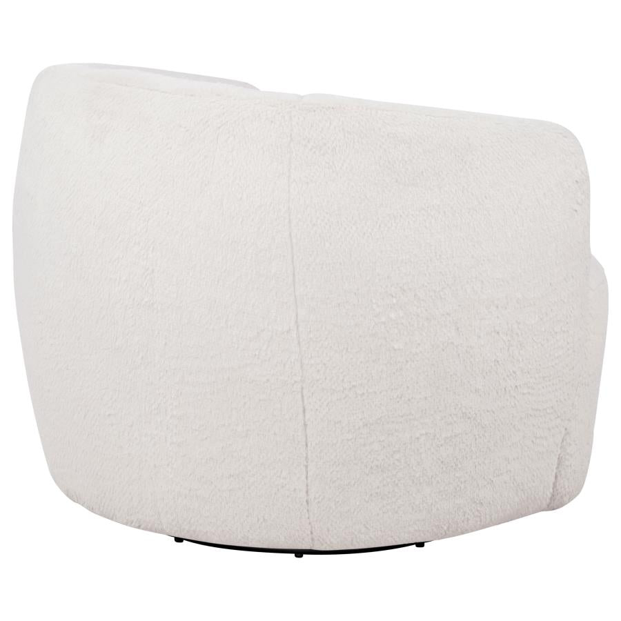 Hudson Faux Fur Swivel Accent Chair Ecru by Coaster at Eve Furniture