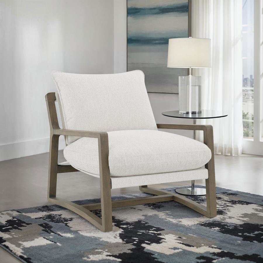 Geneva Sand Boucle Wood Arm Accent Chair by Coaster at Eve Furniture
