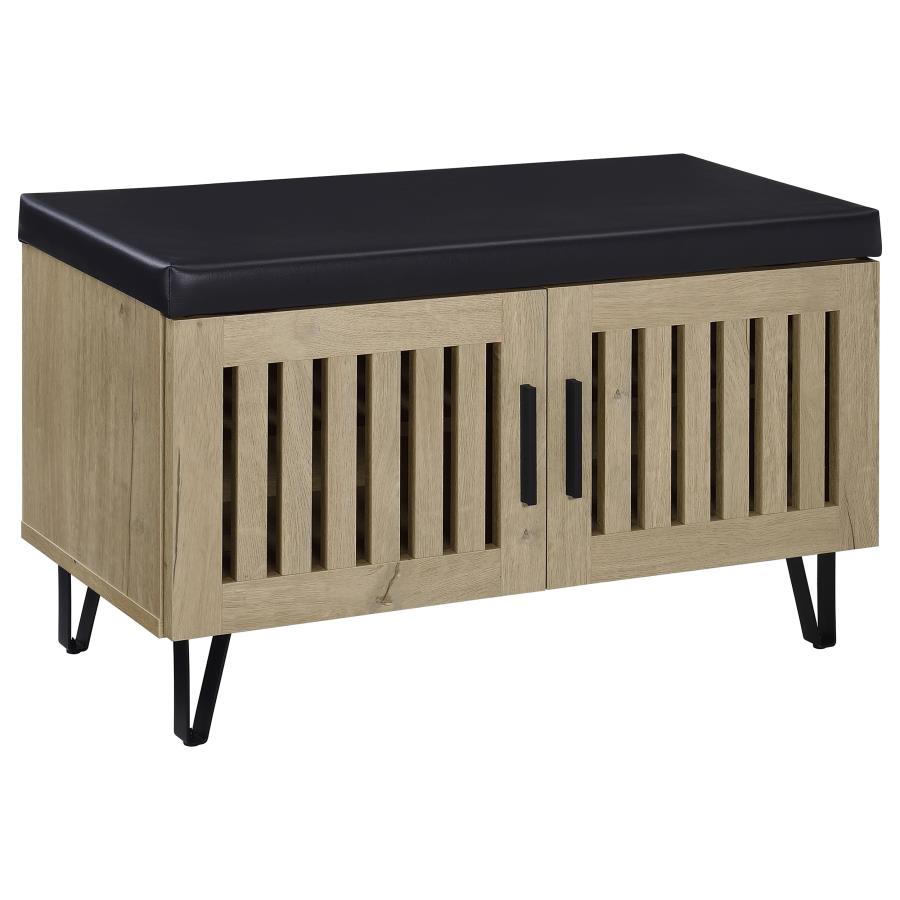 Brixton White Oak 2-Door Padded Entryway Shoe Storage