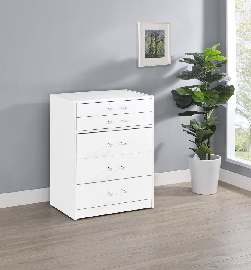 Danbury White High Gloss 3-drawer Makeup Vanity & Stool Set