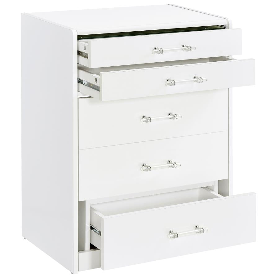 Danbury White High Gloss 3-drawer Makeup Vanity & Stool Set