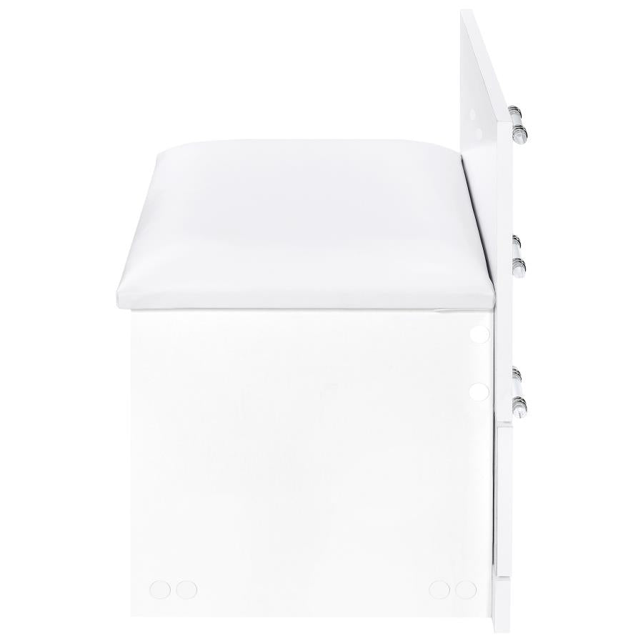 Danbury White High Gloss 3-drawer Makeup Vanity & Stool Set