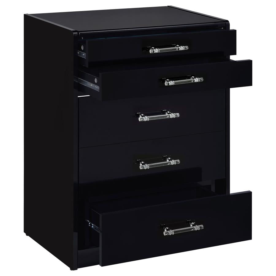 Danbury Black High Gloss 3-drawer Makeup Vanity & Stool Set