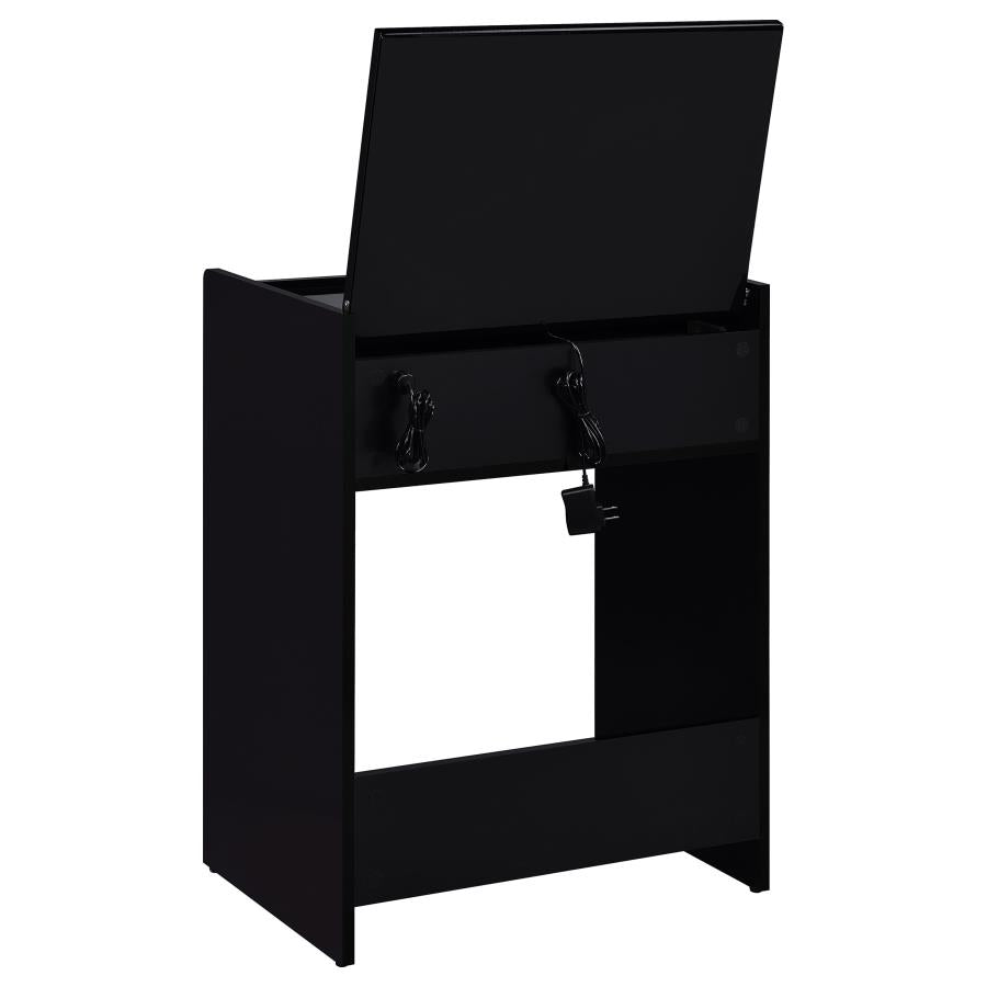 Danbury Black High Gloss 3-drawer Makeup Vanity & Stool Set