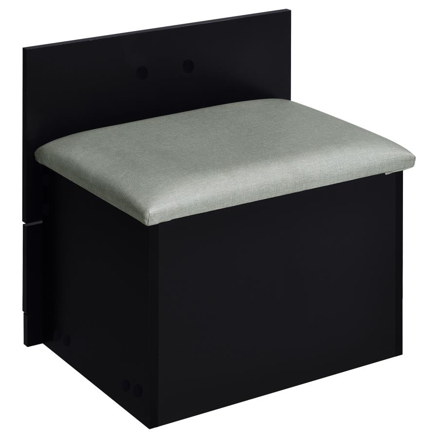 Danbury Black High Gloss 3-drawer Makeup Vanity & Stool Set